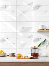 Calacatta White Marble Peel & Stick Composite Wall Tiles - (28.8 x 29.6cm)